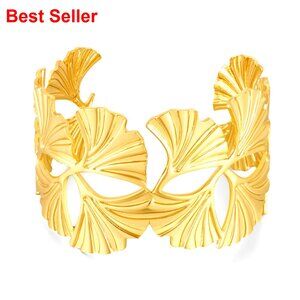 Gold Plated Copper Cuff Bracelet Adjustable Statement Jewelry